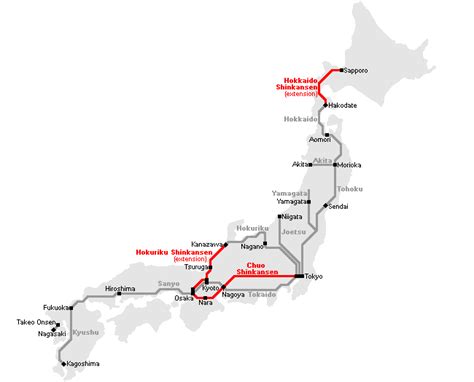 Japan Bullet Train Map Map Of Shinkansen High Speed Train Network In ...