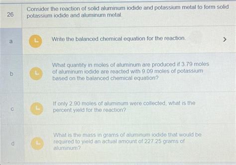 Solved Consider the reaction of solid aluminum iodide and | Chegg.com