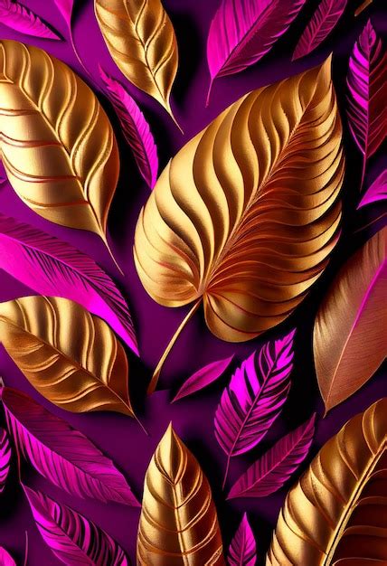 Premium Photo | Floral gold magenta abstract background