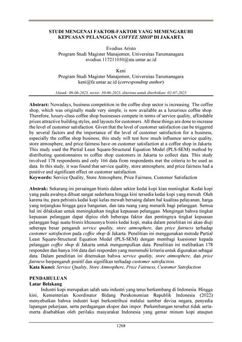 Studi mengenai faktor-faktor yang memengaruhi kepuasan pelanggan coffee shop di Jakarta | Jurnal ...