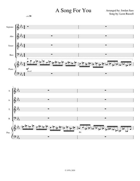 A Song for you Sheet music for Piano, Soprano, Alto, Tenor & more instruments (SATB) | Musescore.com