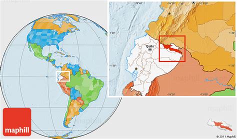 Political Location Map of Lago Agrio, highlighted country