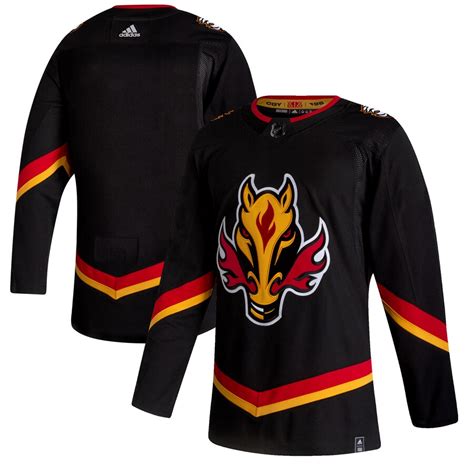 Men's Calgary Flames adidas Black 2020/21 - Reverse Retro Wordmark Jersey