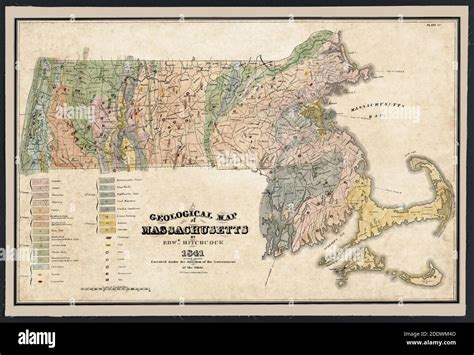 Old Map Title: "A geological map of Massachusetts." This is an enhanced, restored reproduction ...