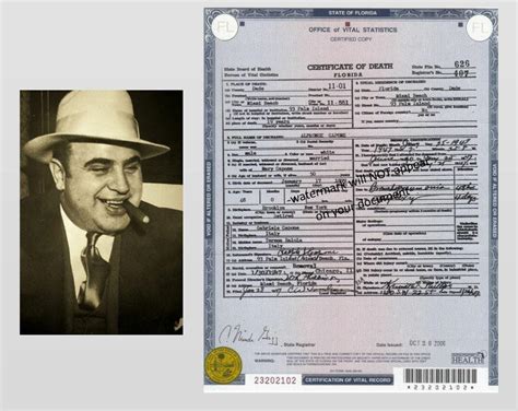 Al Capone Photo + DEATH CERTIFICATE Chicago Prohibition Gangster ...