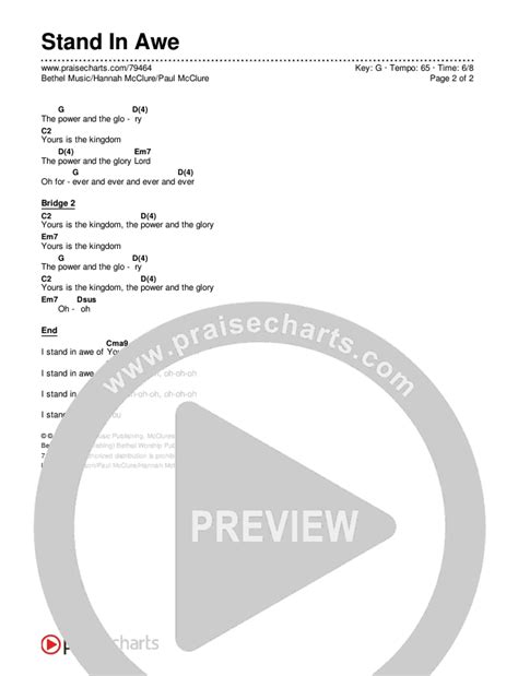 Stand In Awe Chords PDF (Bethel Music / Hannah McClure / Paul McClure ...