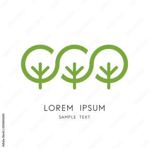 Green forest logo - group of trees and ecosystem symbol. Nature and ecology, garden and park ...