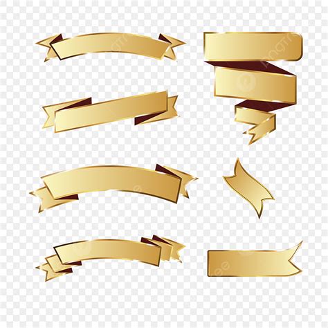 6 Pack Vector Hd PNG Images, Gold Ribbon Pack 6, Gold Clipart, Gold ...