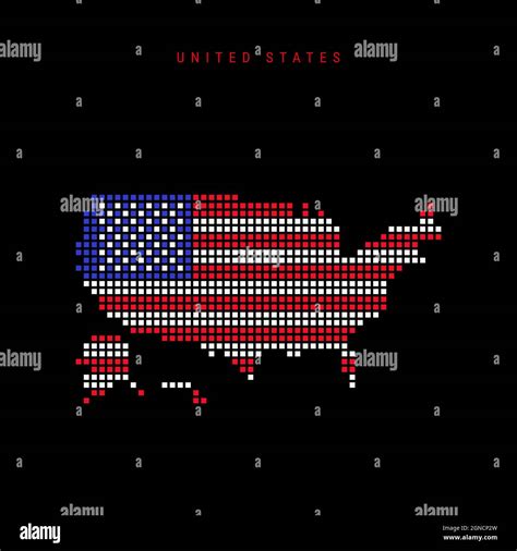 Square dots pattern map of United States. Dotted pixel map with ...