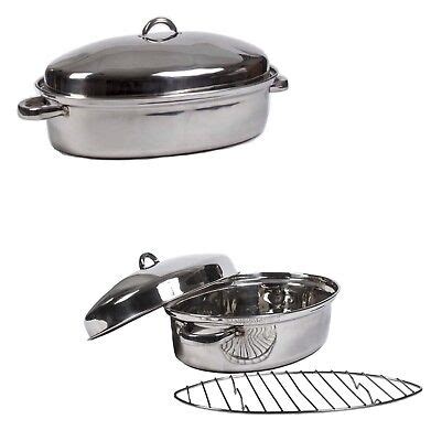 High Quality Stainless Steel Turkey Roasting Pan 15" Oval Multi Oven ...