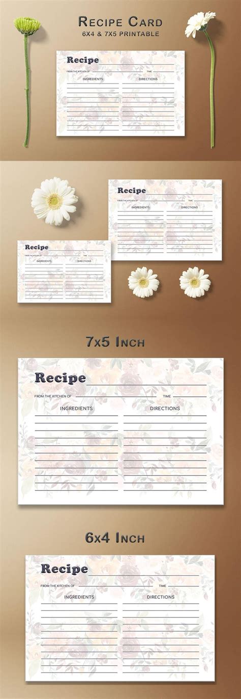 Floral Arrangement Recipe Card Template - Free Download | Recipe cards ...