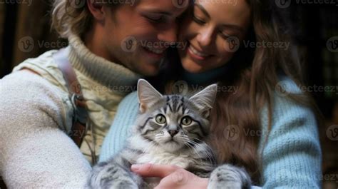 A couple hugging their cat. Generative AI 30500999 Stock Photo at Vecteezy