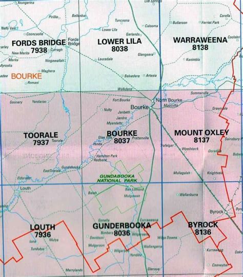 Bourke 8037 NSW Topographic Map - Printed - A.B.C. Maps