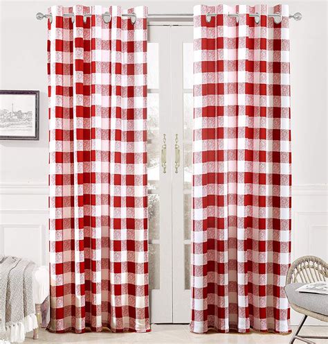 Driftaway Checker Pattern Room Darkening Window Curtains, Back Tab, Set Of Two Panels,52"X84 ...