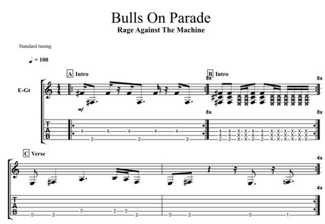 Bulls on Parade Guitar Tab - Rage Against the Machine — Neil Spencer Bruce