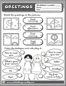 Kindergarten Greetings Worksheet For Coloring | Coloring Worksheets