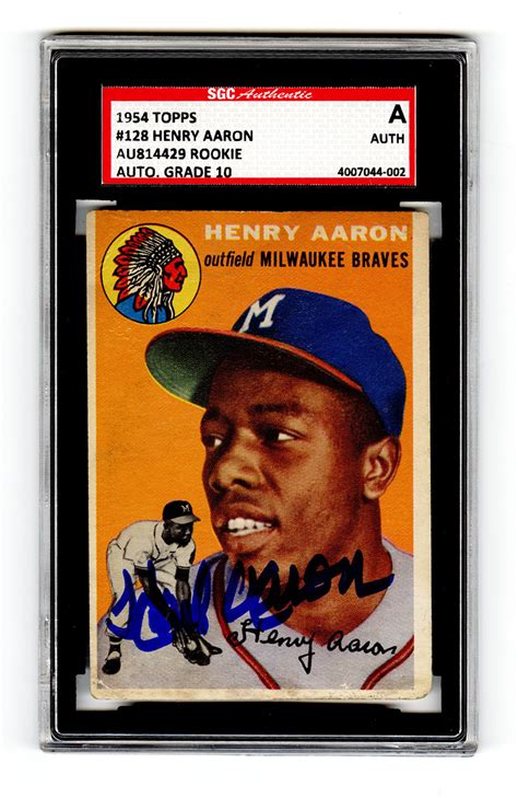 Lot Detail - 1954 Topps Hank Aaron #128 Signed Rookie Card SGC MINT 10 ...