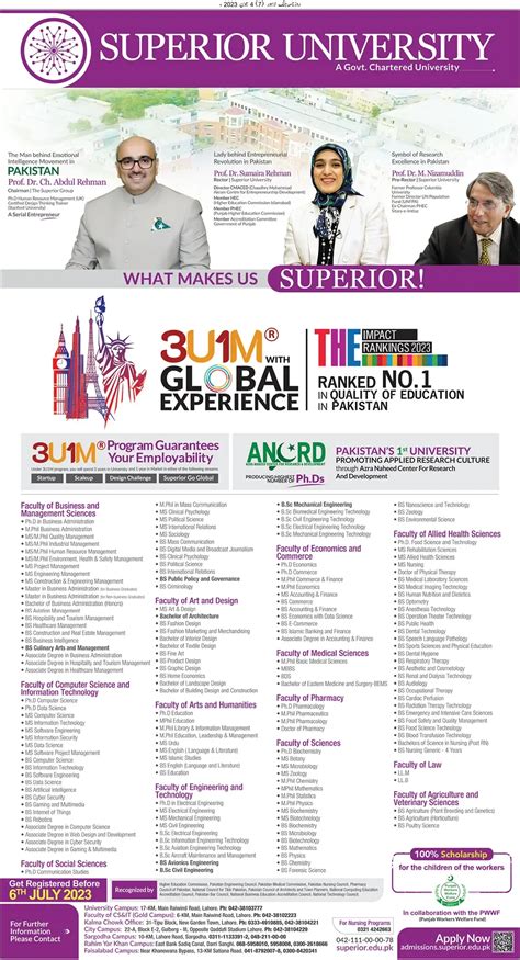 Superior University Lahore Admission 2024 Fee Structure