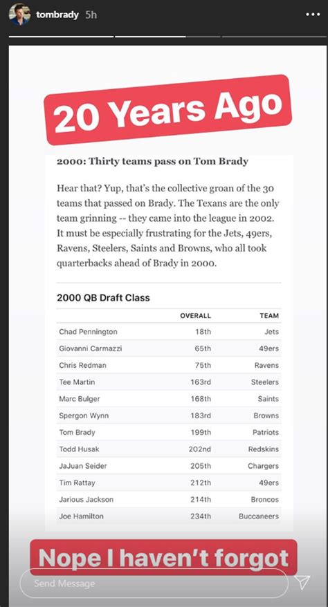 Tom Brady still isn't over his famous NFL Draft snub