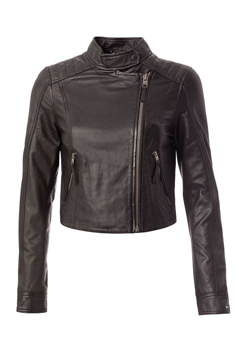 Tommy hilfiger Leather Biker Jacket in Black | Lyst