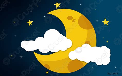 Crescent moon and clouds in the night sky - stock photo 2211433 ...