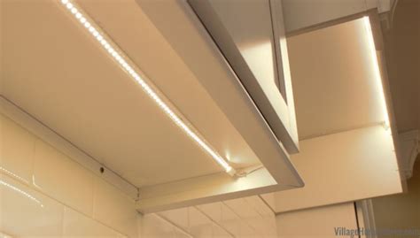 Installed tape lighting example under a cabinet at a kitchen remodel. LED Underca… | Under ...