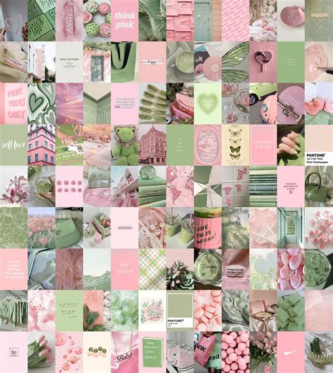 108 PCS Sage Pink Wall Collage Kit Matcha Pink Aesthetic - Etsy Canada