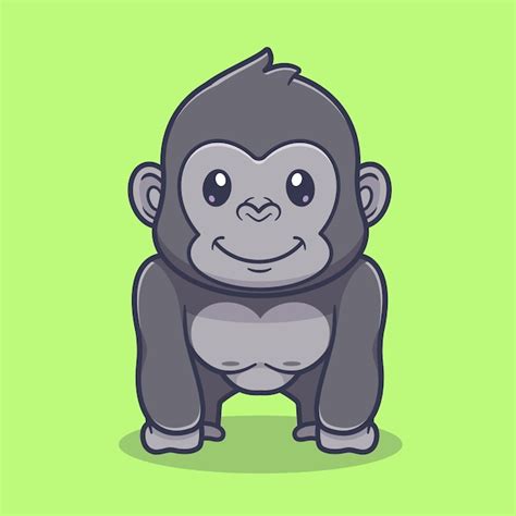 Free Vector | Cute Happy Gorilla Cartoon Vector Icon Illustration. Animal Nature Icon Concept ...