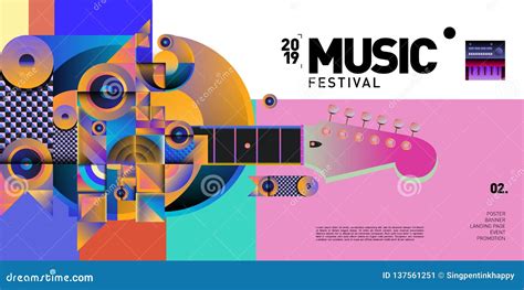 Summer Colorful Art and Music Festival Banner and Cover Stock Illustration - Illustration of ...