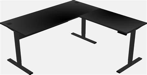 Black L-shaped Height Adjustable Sit-to-Stand Desk + Modesty Panel - Officestock