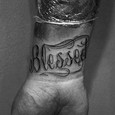 60 Blessed Tattoos For Men - Biblical Lettering Design Ideas