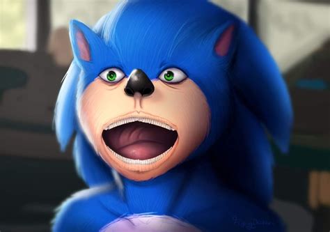 I recreated shocked Sonic in an even more cursed style. Please ...