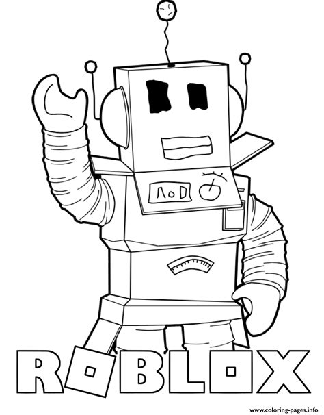 Robot Saying Hi From Roblox Coloring page Printable