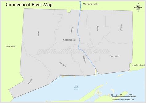 Connecticut River Map, Rivers & Lakes in Connecticut (PDF) - Whereig.com