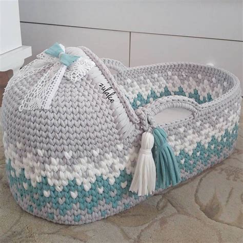 Baby Moses Basket , Baby Bassinet,Crocheted Moses Basket,gift for babies - MyKingList.com ...