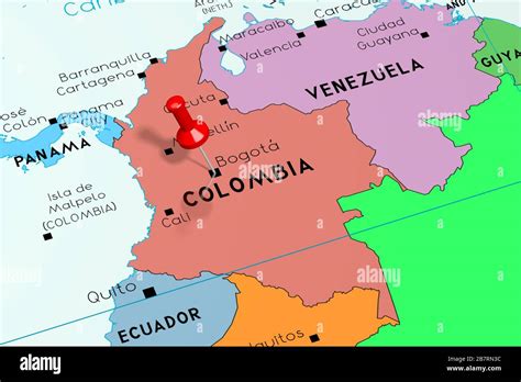 Colombia, Bogota - capital city, pinned on political map Stock Photo - Alamy