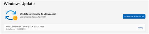 Error on updating "Intel Corporation - Display - 26.20.100.7323" - Microsoft Community