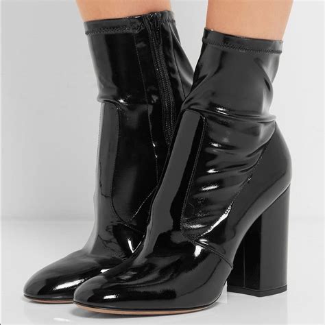 Black Shiny Patent Leather Boots NWT | Shiny boots, Shiny shoes, Boots