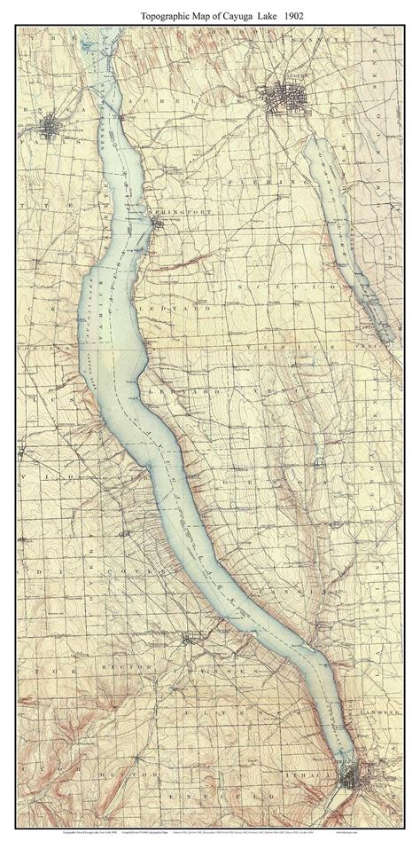 Cayuga Lake - 1902 USGS Old Topographical Map Custom Composite Print ...