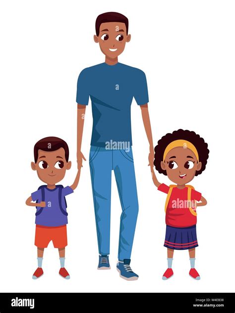 Family single parent with childrens cartoon Stock Vector Image & Art - Alamy