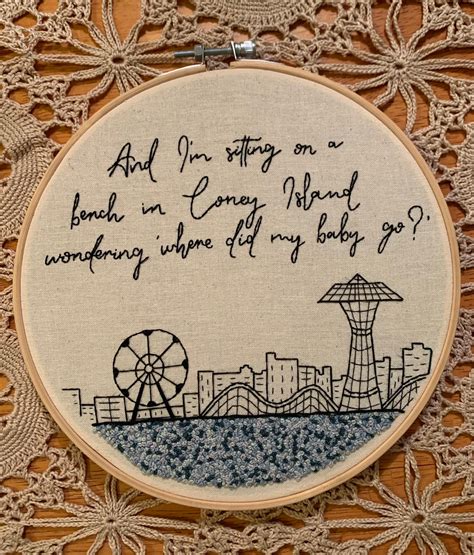 Coney Island Taylor Swift Lyrics Embroidery - Etsy