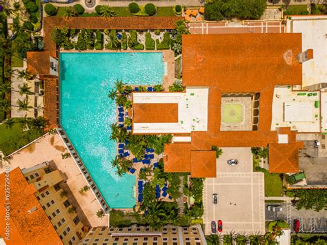 The Biltmore Hotel Miami aerial overhead photo of the swimming pool Stock Photo | Adobe Stock