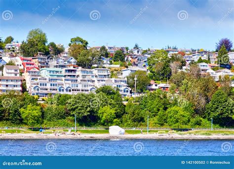 White Rock Beach on Semiahmoo Bay in BC, Canada Stock Photo - Image of ...