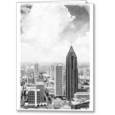 Atlanta Skyline - Black And White Greeting Card by Artist Mark Tisdale