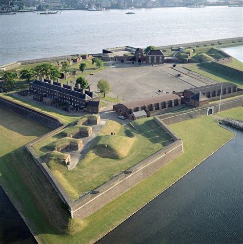 Aerial view Tilbury Fort. It was built to defend London from an attack via the sea, particularly ...