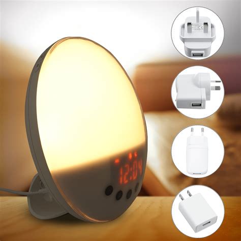 Sunrise alarm clock bedside lamp fm radio snooze smart wake up light ...