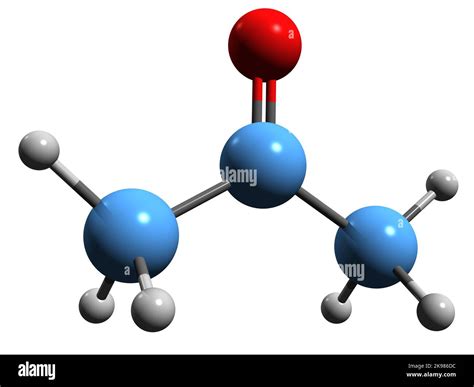 3D image of Acetone skeletal formula - molecular chemical structure of ...