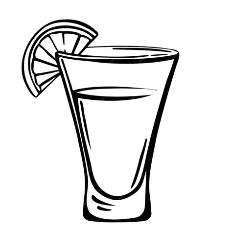 Premium Vector | Glass of tequila with lemon stack of alcohol freehand drawing vector