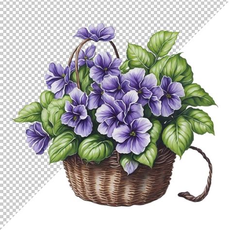 Premium PSD | Watercolor flower basket