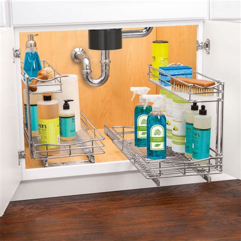 Lynk Professional Slide Out Under Sink Cabinet Organizer 11.5 in x 18 in Chrome | eBay